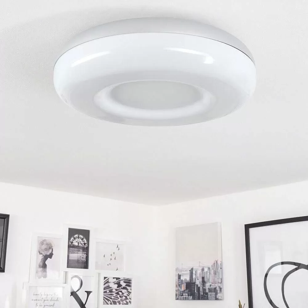 Idual Plafonnier Daphnis Led Argente, Blanc, 1 Lumiere, Telecommandes, Changeur De Couleurs