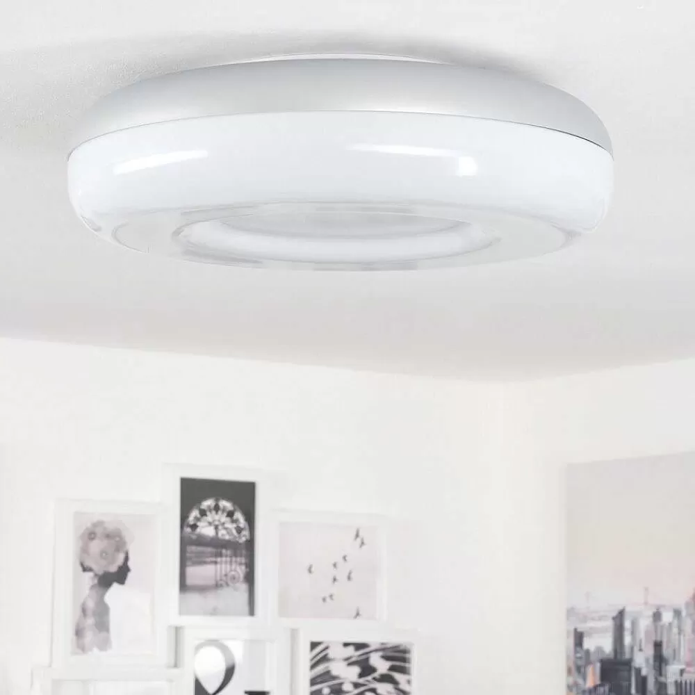 Idual Plafonnier Daphnis Led Argente, Blanc, 1 Lumiere, Telecommandes, Changeur De Couleurs
