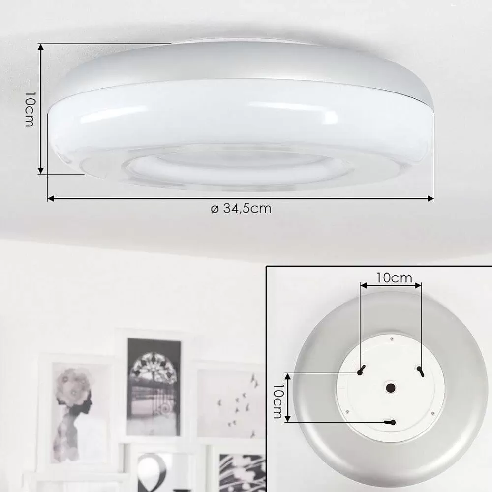 Idual Plafonnier Daphnis Led Argente, Blanc, 1 Lumiere, Telecommandes, Changeur De Couleurs