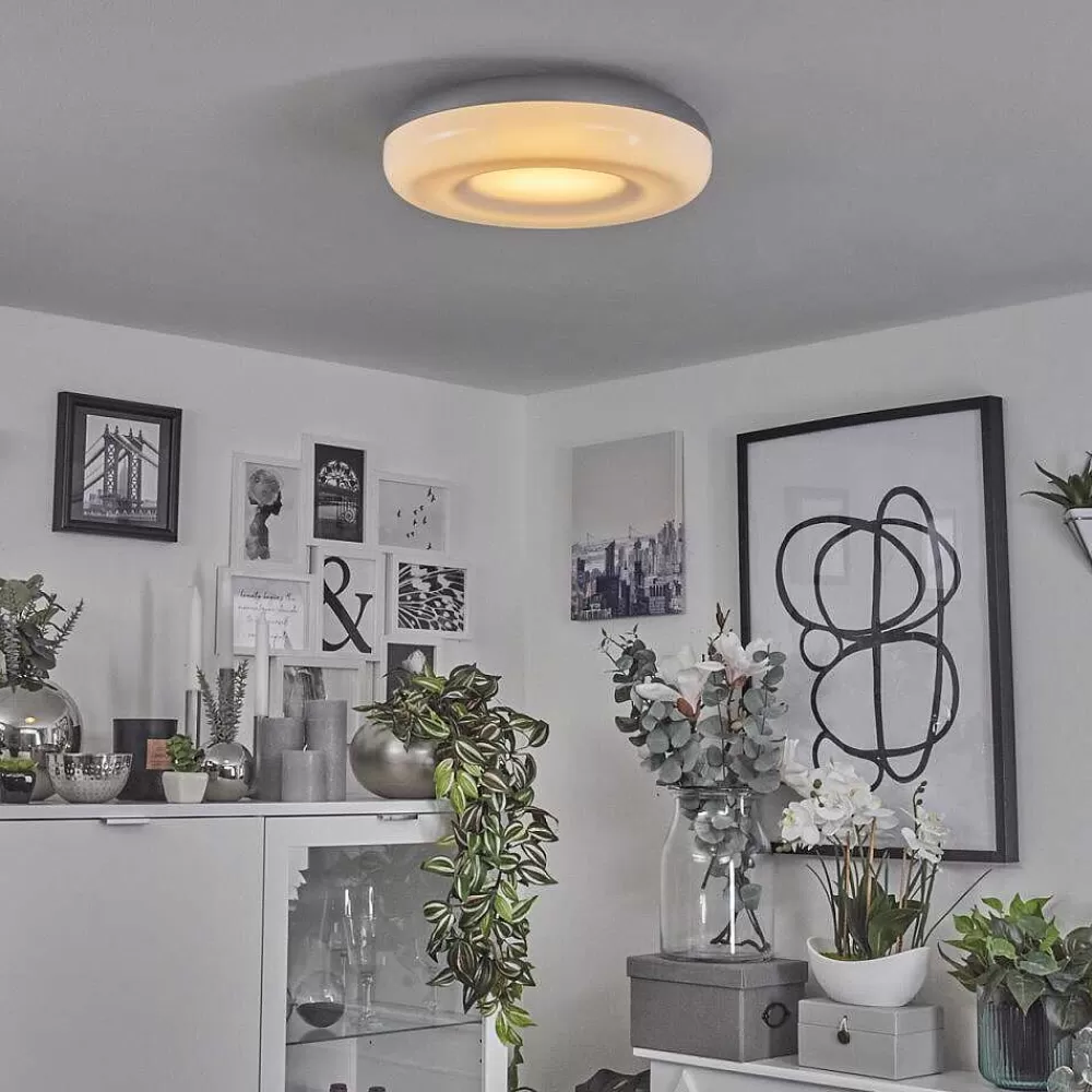 Idual Plafonnier Daphnis Led Argente, Blanc, 1 Lumiere, Telecommandes, Changeur De Couleurs