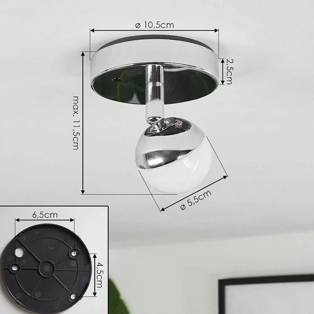 Idual Plafonnier Olivine Led Chrome, 1 Lumiere, Telecommandes, Changeur De Couleurs