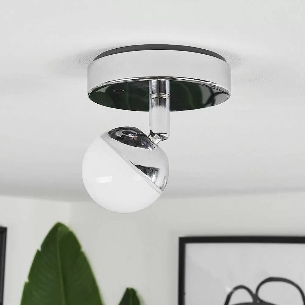 Idual Plafonnier Olivine Led Chrome, 1 Lumiere, Telecommandes, Changeur De Couleurs
