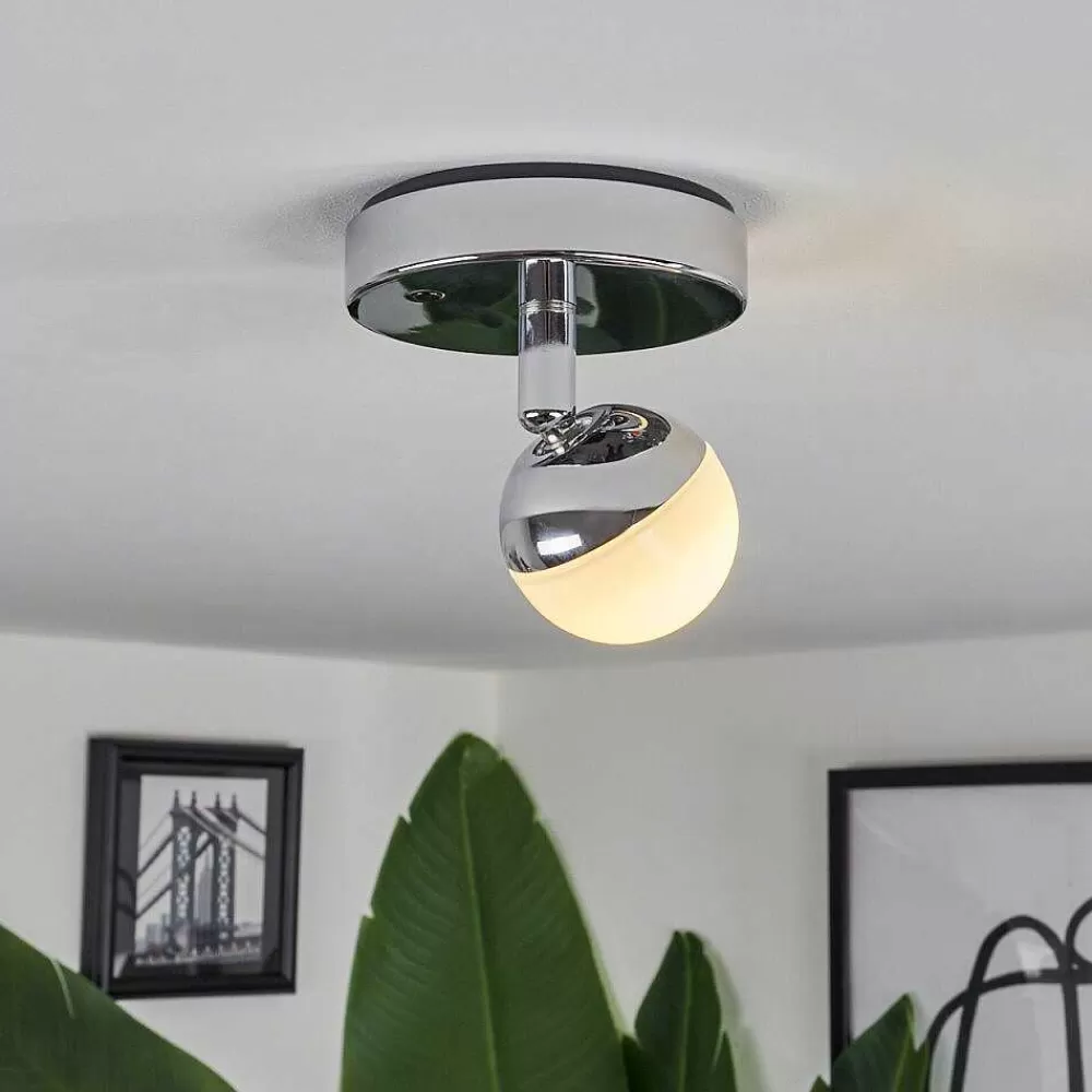 Idual Plafonnier Olivine Led Chrome, 1 Lumiere, Telecommandes, Changeur De Couleurs