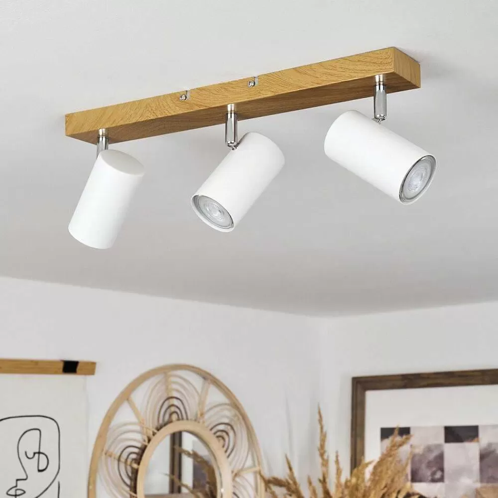 hofstein Plafonnier Javel Brun, Chrome, Couleur Bois, 3 Lumieres