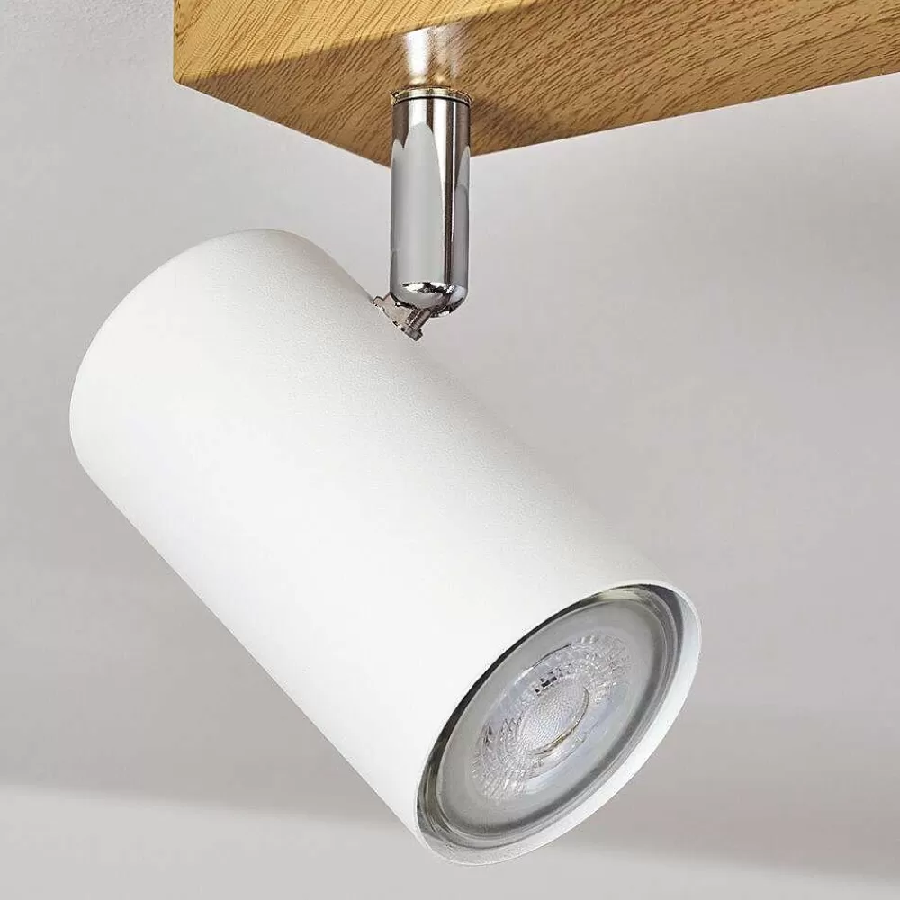 hofstein Plafonnier Javel Brun, Chrome, Couleur Bois, 4 Lumieres