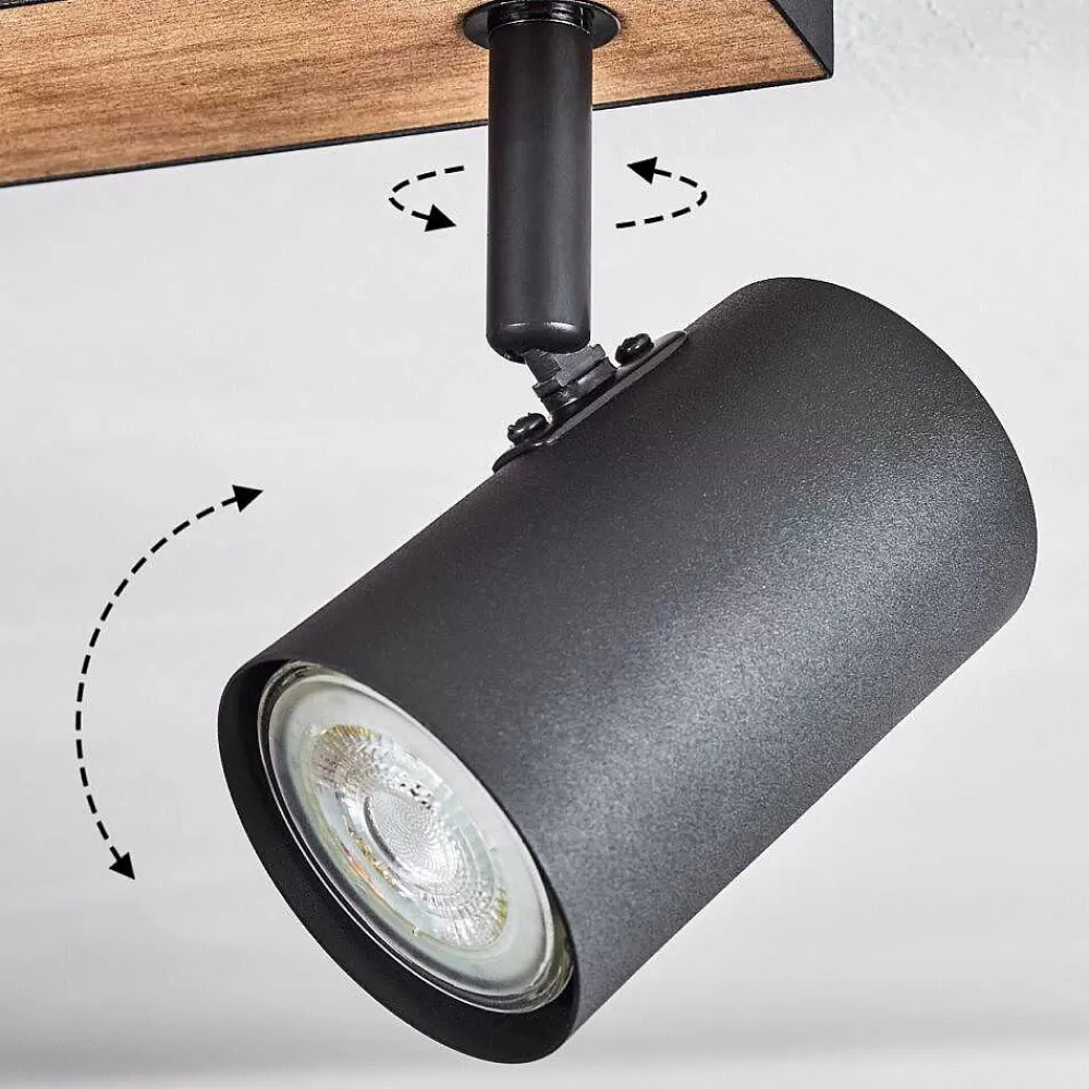 hofstein Plafonnier Javel Brun, Couleur Bois, Noir, 6 Lumieres