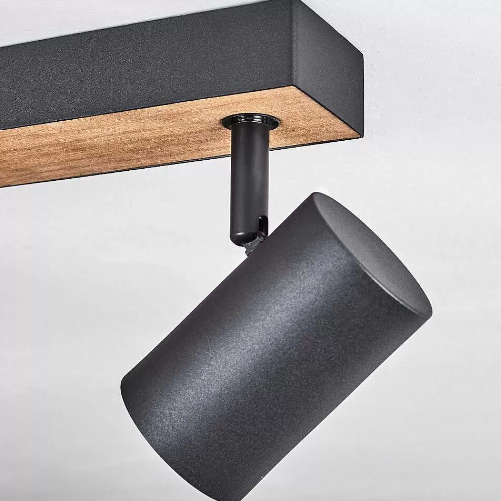 hofstein Plafonnier Javel Brun, Couleur Bois, Noir, 6 Lumieres