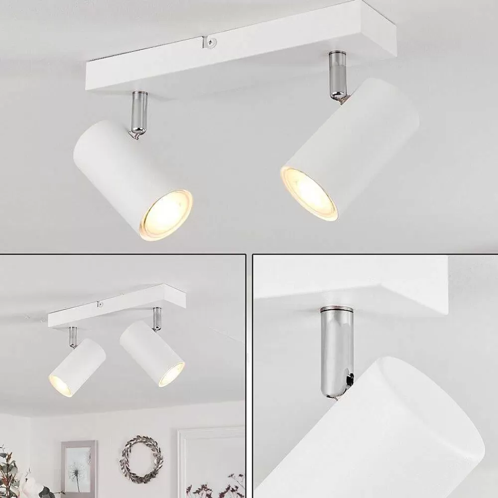 hofstein Plafonnier Javel Chrome, Blanc, 2 Lumieres