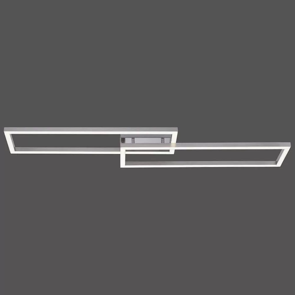Luminaires Leuchten Direkt Plafonnier Leuchten Direkt Ls-Maxi Led Acier Inoxydable, 1 Lumiere, Telecommandes, Changeur De Couleurs