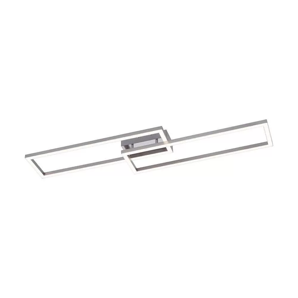 Luminaires Leuchten Direkt Plafonnier Leuchten Direkt Ls-Maxi Led Acier Inoxydable, 1 Lumiere, Telecommandes, Changeur De Couleurs