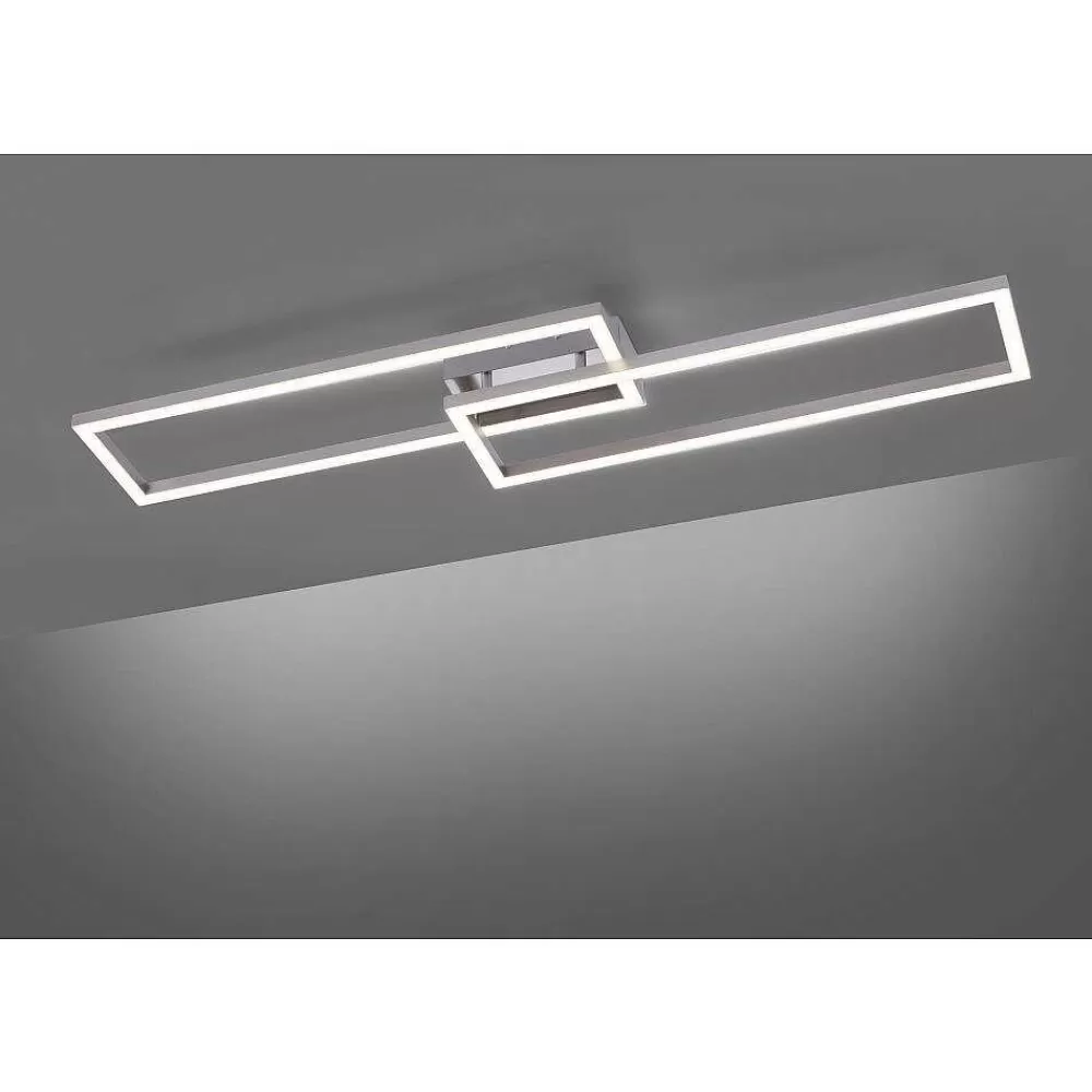 Luminaires Leuchten Direkt Plafonnier Leuchten Direkt Ls-Maxi Led Acier Inoxydable, 1 Lumiere, Telecommandes, Changeur De Couleurs