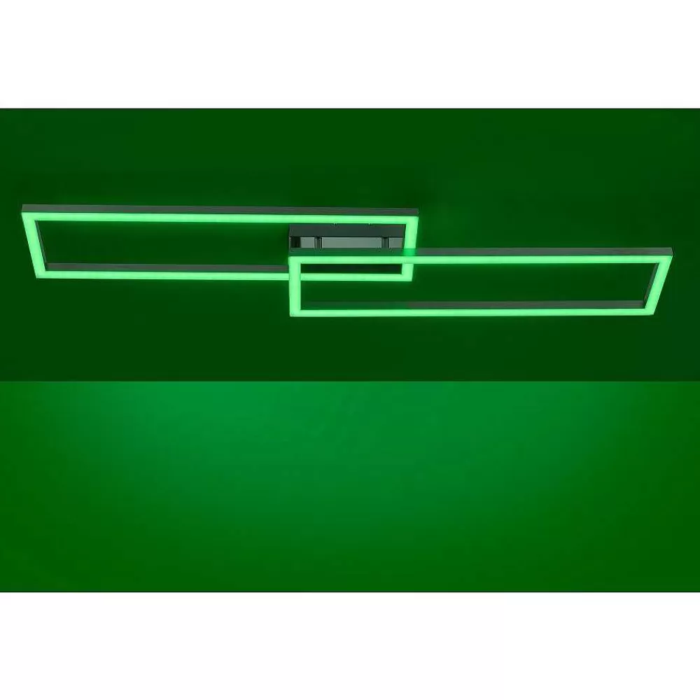 Luminaires Leuchten Direkt Plafonnier Leuchten Direkt Ls-Maxi Led Acier Inoxydable, 1 Lumiere, Telecommandes, Changeur De Couleurs