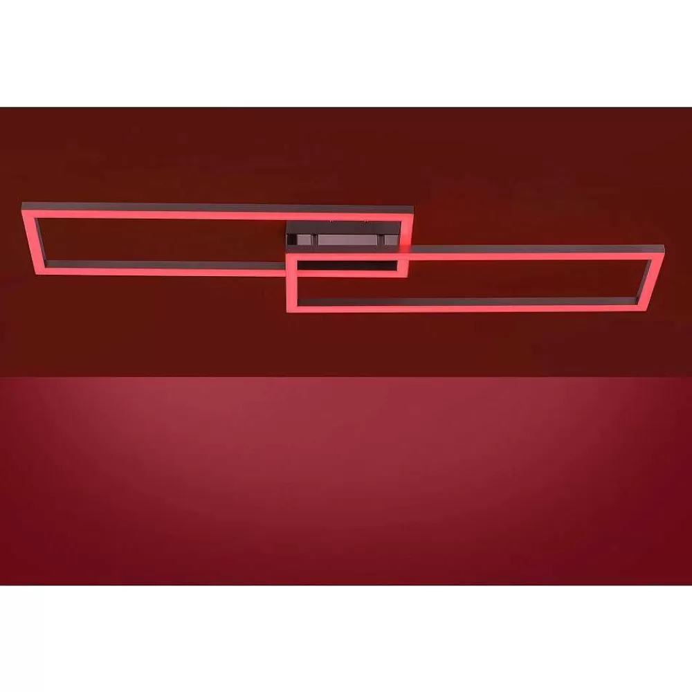 Luminaires Leuchten Direkt Plafonnier Leuchten Direkt Ls-Maxi Led Acier Inoxydable, 1 Lumiere, Telecommandes, Changeur De Couleurs