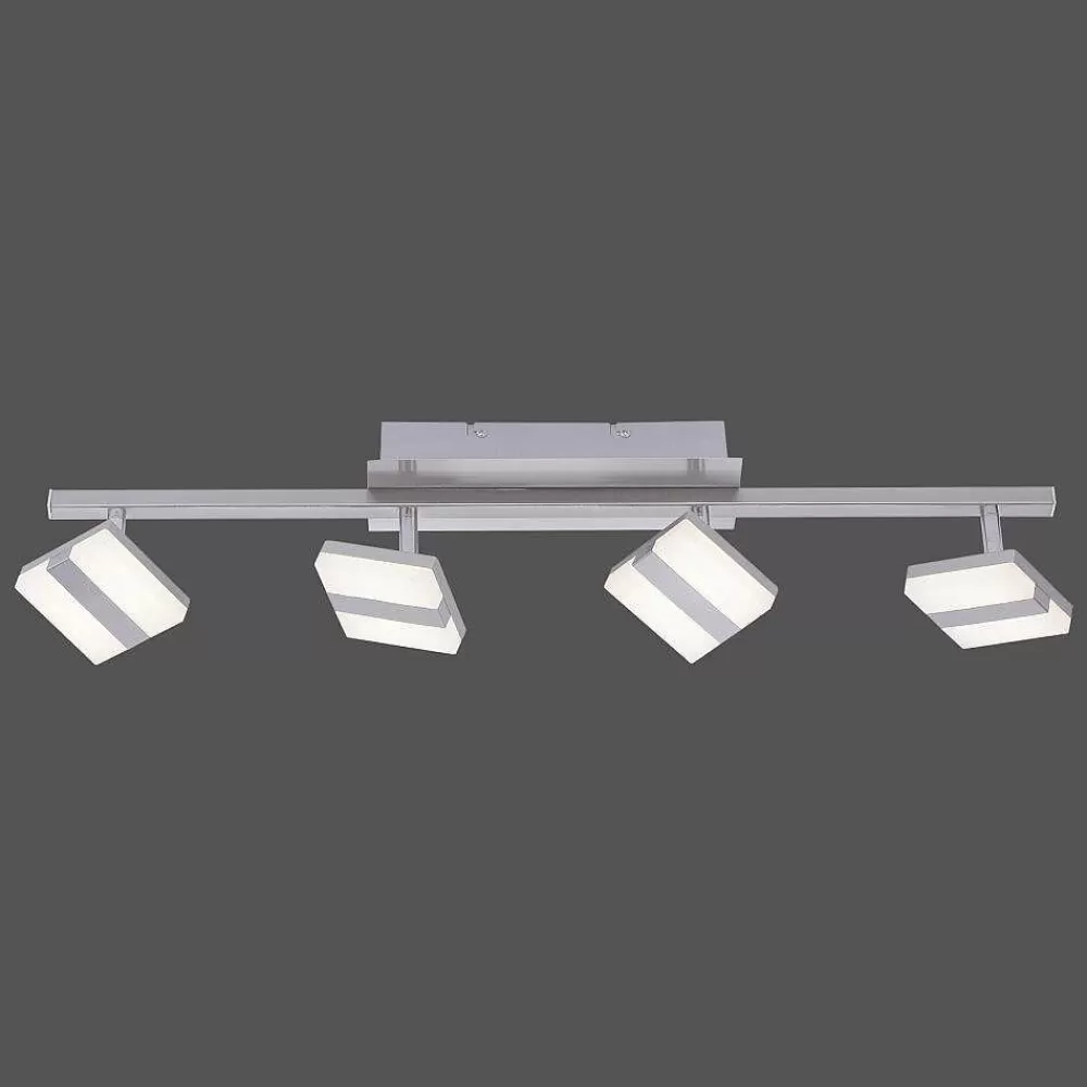 Luminaires Leuchten Direkt Plafonnier Leuchten-Direkt Lolasmart-Sabi Led Nickel Mat, 4 Lumieres, Telecommandes, Changeur De Couleurs