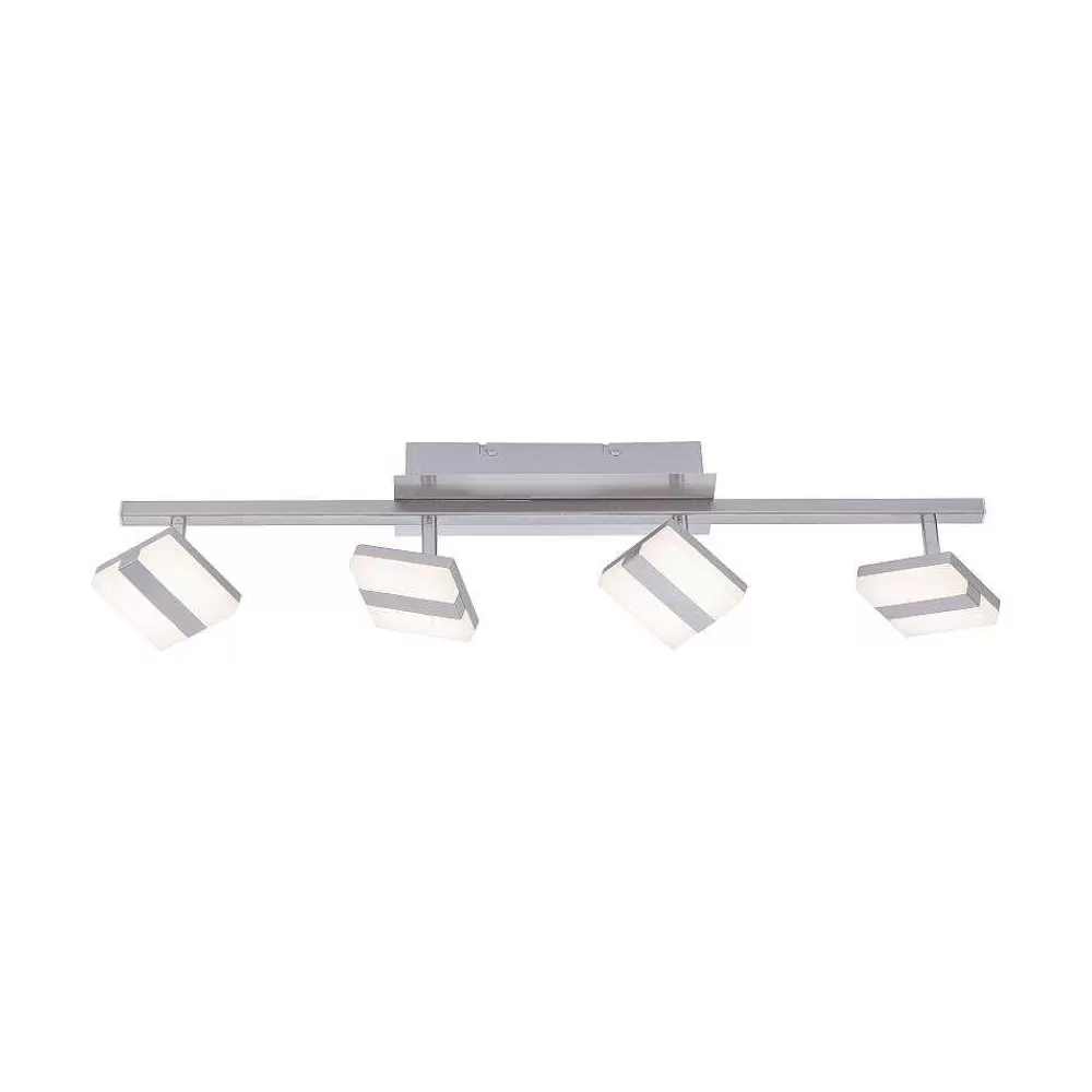 Luminaires Leuchten Direkt Plafonnier Leuchten-Direkt Lolasmart-Sabi Led Nickel Mat, 4 Lumieres, Telecommandes, Changeur De Couleurs