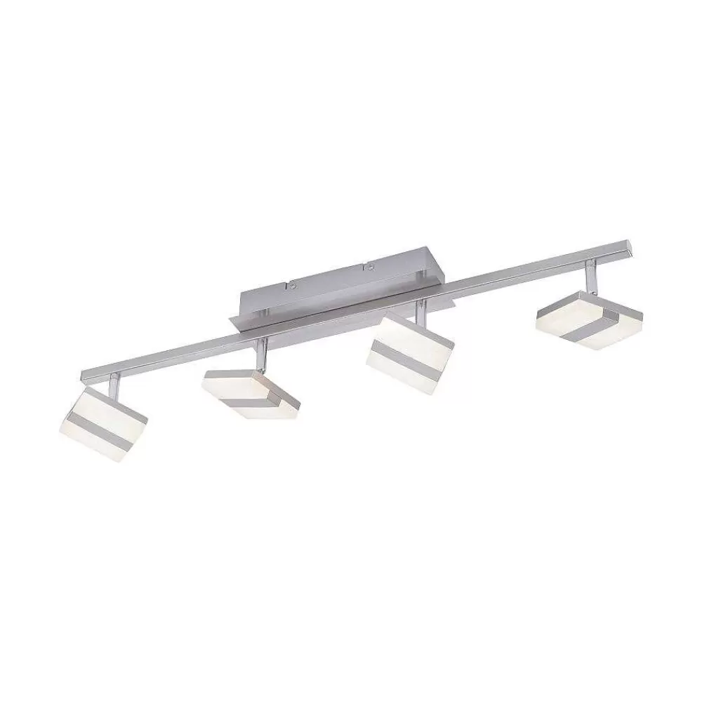 Luminaires Leuchten Direkt Plafonnier Leuchten-Direkt Lolasmart-Sabi Led Nickel Mat, 4 Lumieres, Telecommandes, Changeur De Couleurs
