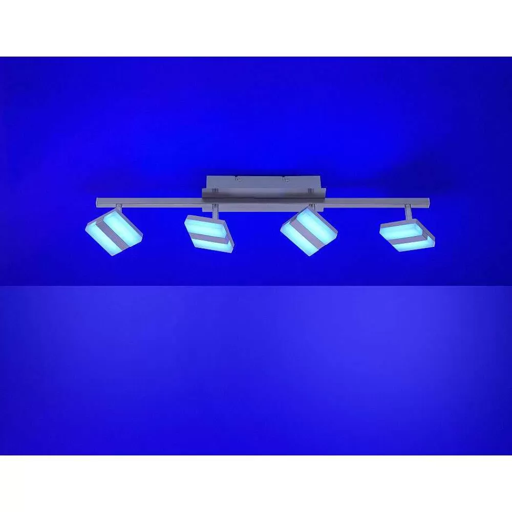Luminaires Leuchten Direkt Plafonnier Leuchten-Direkt Lolasmart-Sabi Led Nickel Mat, 4 Lumieres, Telecommandes, Changeur De Couleurs