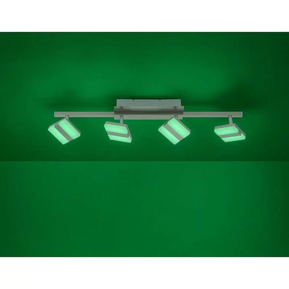 Luminaires Leuchten Direkt Plafonnier Leuchten-Direkt Lolasmart-Sabi Led Nickel Mat, 4 Lumieres, Telecommandes, Changeur De Couleurs