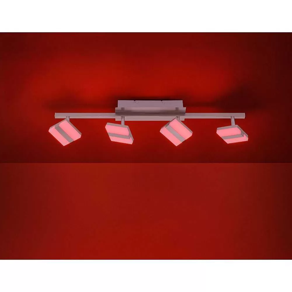 Luminaires Leuchten Direkt Plafonnier Leuchten-Direkt Lolasmart-Sabi Led Nickel Mat, 4 Lumieres, Telecommandes, Changeur De Couleurs