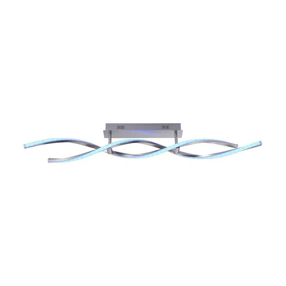 Luminaires Leuchten Direkt Plafonnier Leuchten-Direkt Lolasmart-Swing Led Acier Brosse, 2 Lumieres, Telecommandes, Changeur De Couleurs