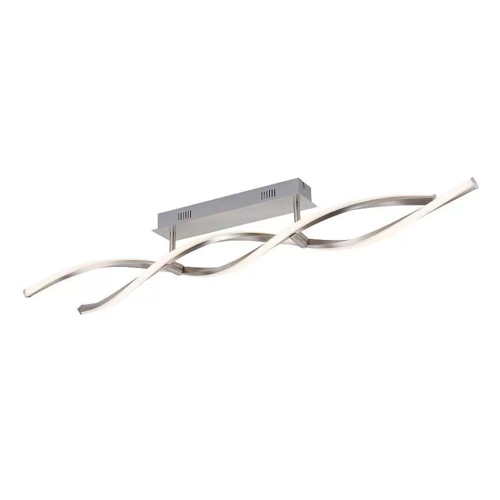 Luminaires Leuchten Direkt Plafonnier Leuchten-Direkt Lolasmart-Swing Led Acier Brosse, 2 Lumieres, Telecommandes, Changeur De Couleurs