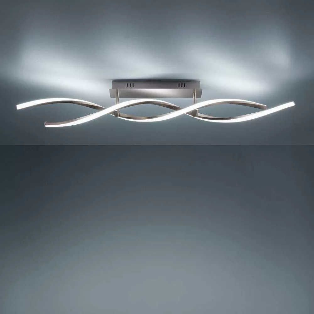 Luminaires Leuchten Direkt Plafonnier Leuchten-Direkt Lolasmart-Swing Led Acier Brosse, 2 Lumieres, Telecommandes, Changeur De Couleurs
