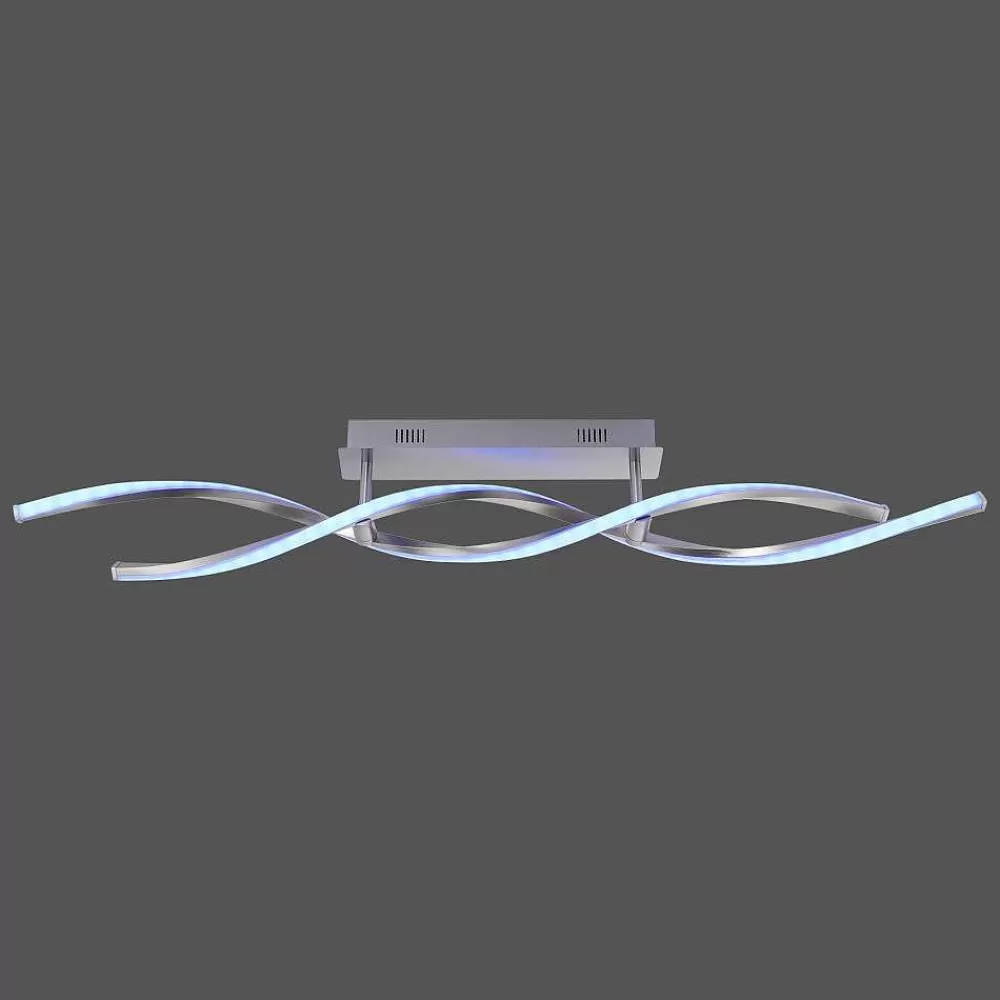 Luminaires Leuchten Direkt Plafonnier Leuchten-Direkt Lolasmart-Swing Led Acier Brosse, 2 Lumieres, Telecommandes, Changeur De Couleurs