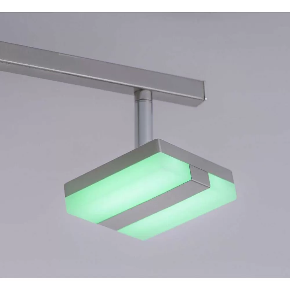 Luminaires Leuchten Direkt Plafonnier Leuchten-Direkt Sabi Led Nickel Mat, 6 Lumieres, Telecommandes, Changeur De Couleurs
