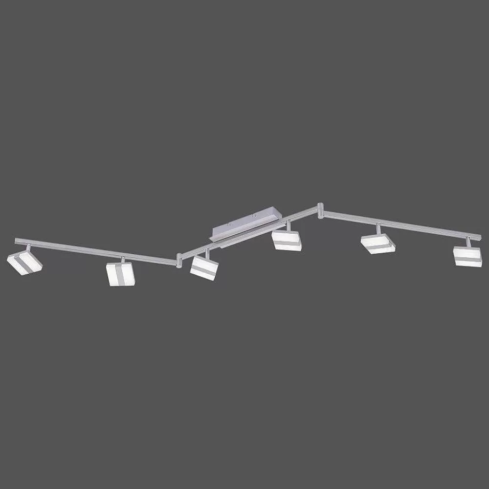 Luminaires Leuchten Direkt Plafonnier Leuchten-Direkt Sabi Led Nickel Mat, 6 Lumieres, Telecommandes, Changeur De Couleurs