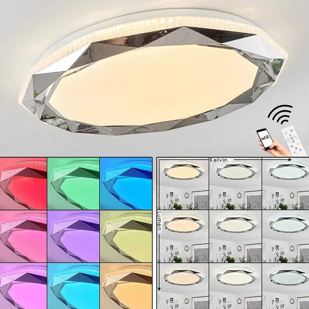 hofstein Plafonnier Lisei Led Blanc, 1 Lumiere, Telecommandes, Changeur De Couleurs