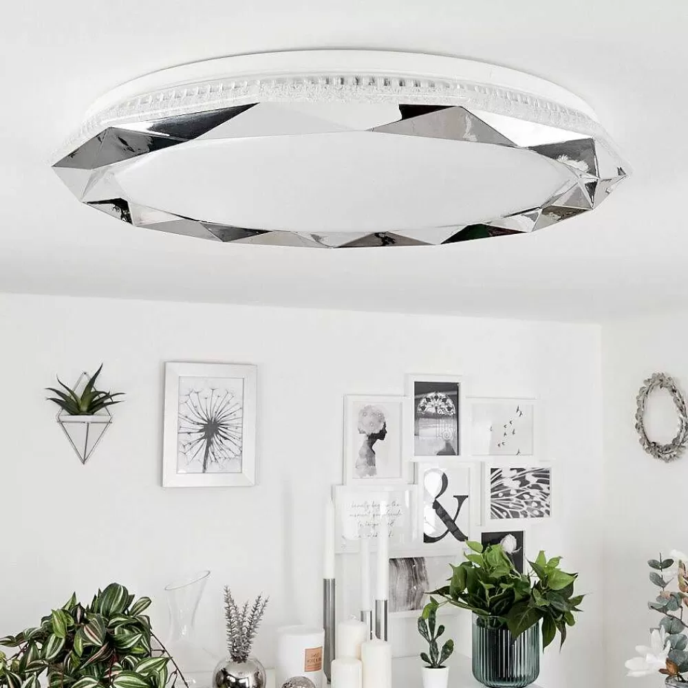 hofstein Plafonnier Lisei Led Blanc, 1 Lumiere, Telecommandes, Changeur De Couleurs