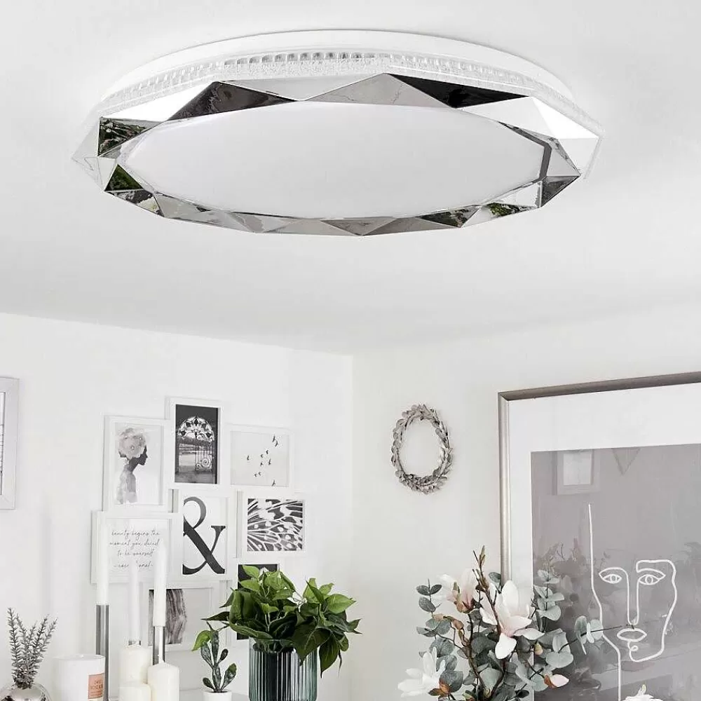 hofstein Plafonnier Lisei Led Blanc, 1 Lumiere, Telecommandes, Changeur De Couleurs