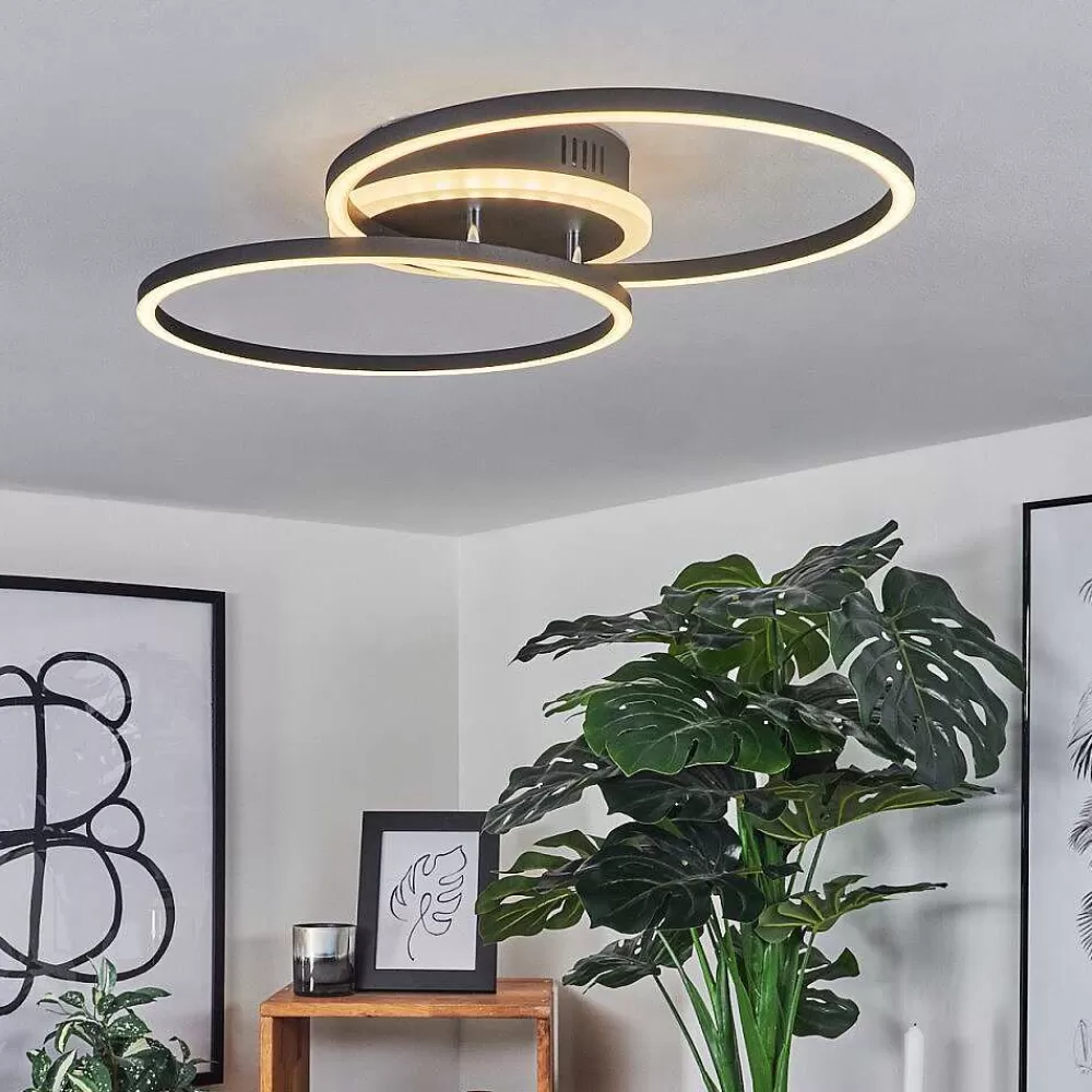hofstein Plafonnier Lithgow Led Noir, 2 Lumieres, Telecommandes, Changeur De Couleurs