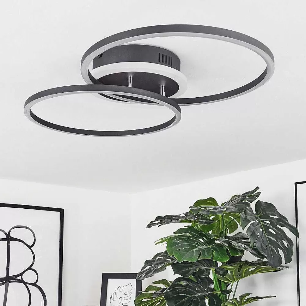 hofstein Plafonnier Lithgow Led Noir, 2 Lumieres, Telecommandes, Changeur De Couleurs