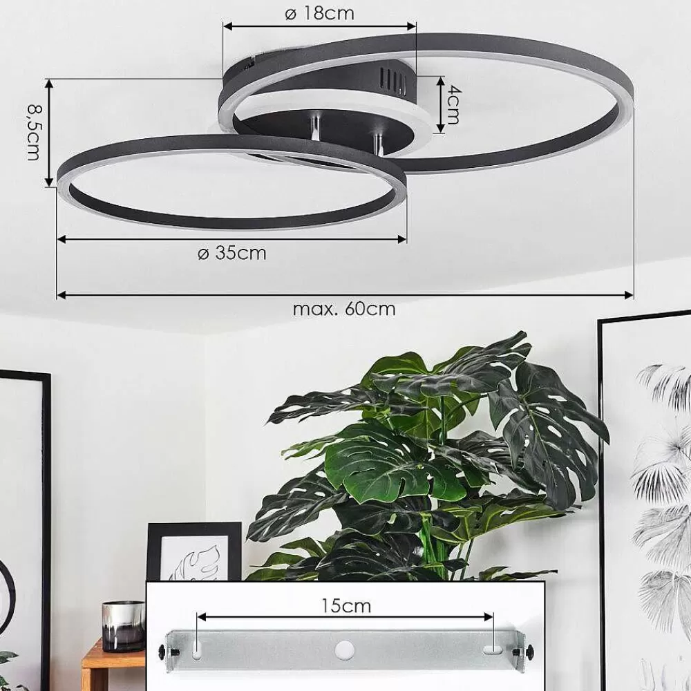 hofstein Plafonnier Lithgow Led Noir, 2 Lumieres, Telecommandes, Changeur De Couleurs