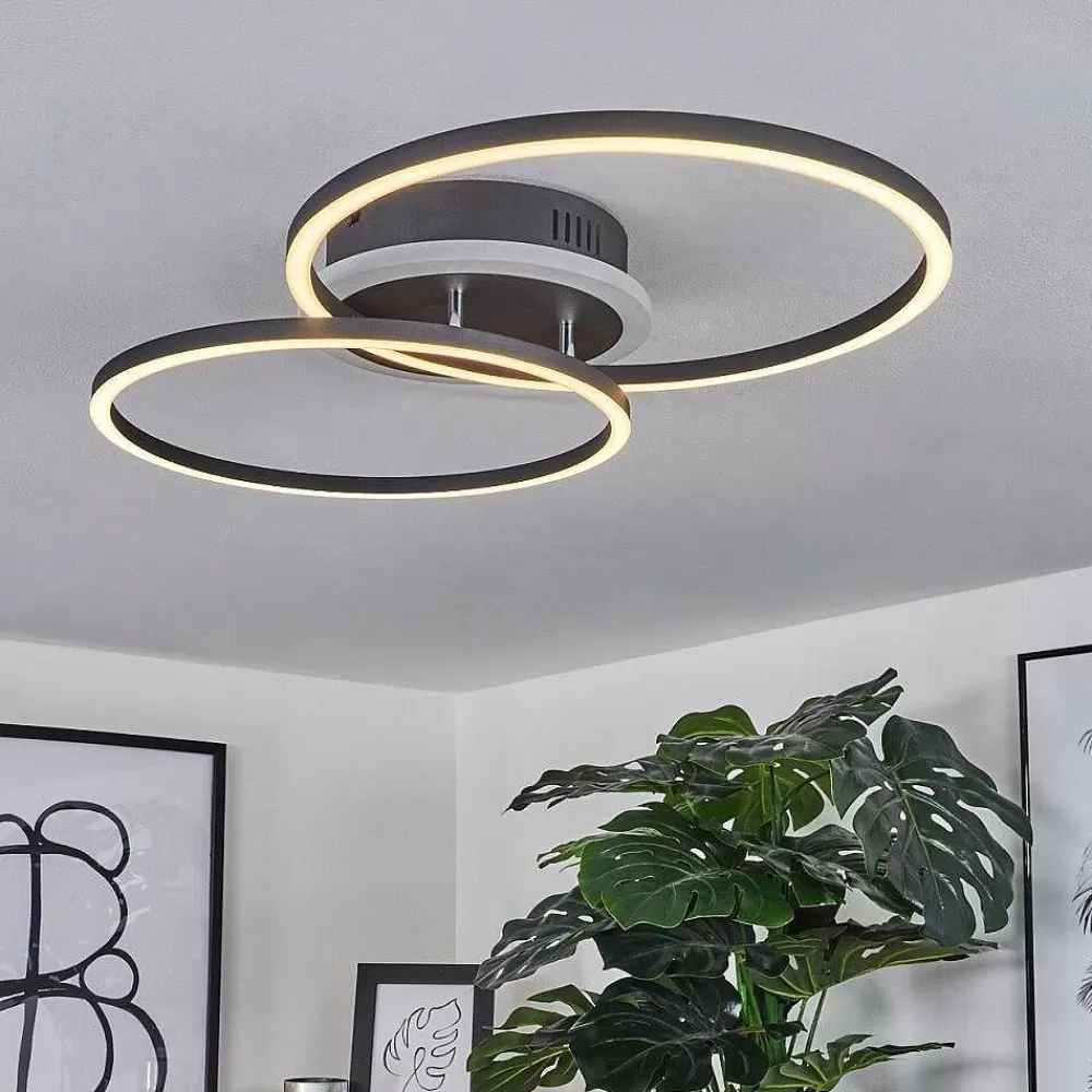 hofstein Plafonnier Lithgow Led Noir, 2 Lumieres, Telecommandes, Changeur De Couleurs