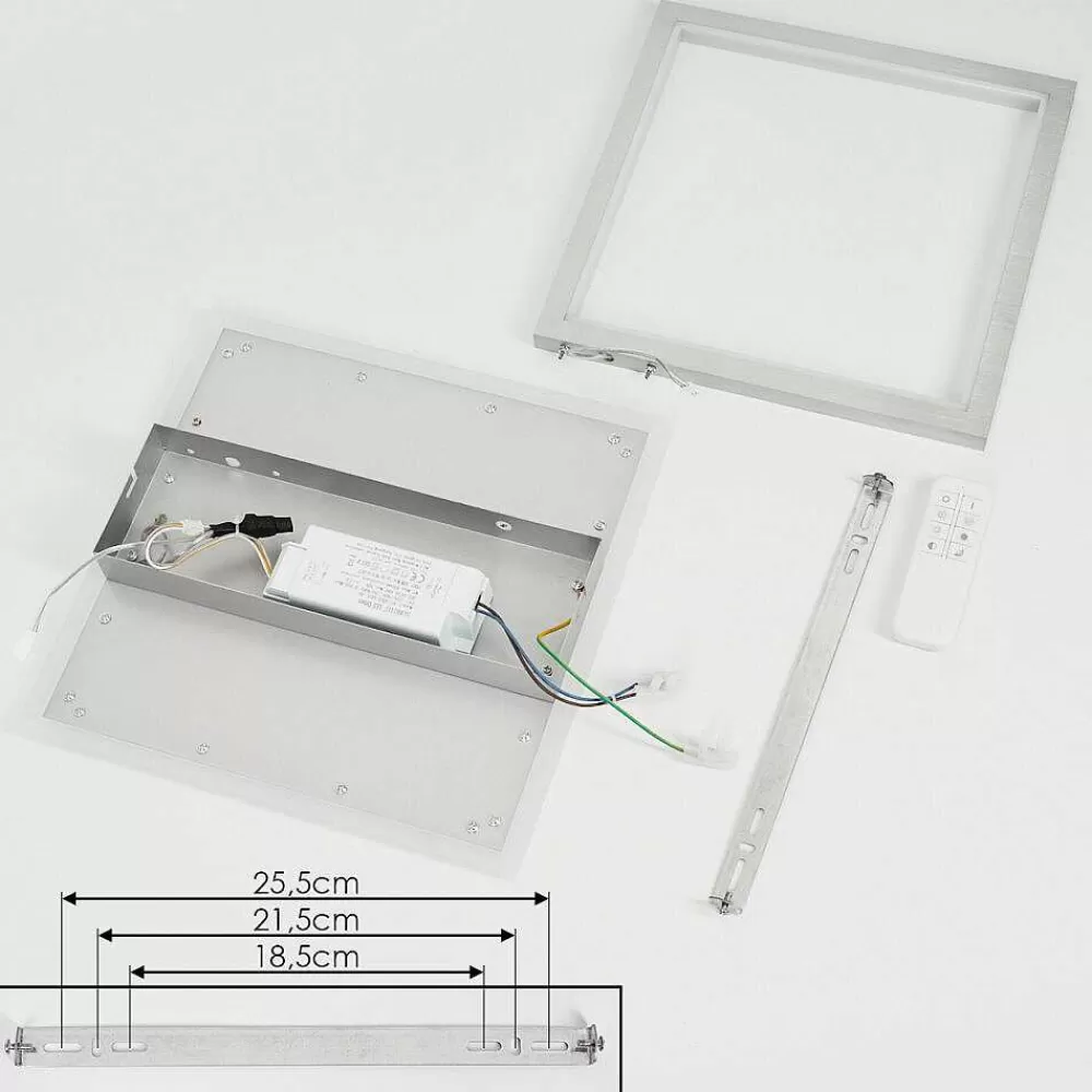 hofstein Plafonnier Longos Led Aluminium, 1 Lumiere, Telecommandes