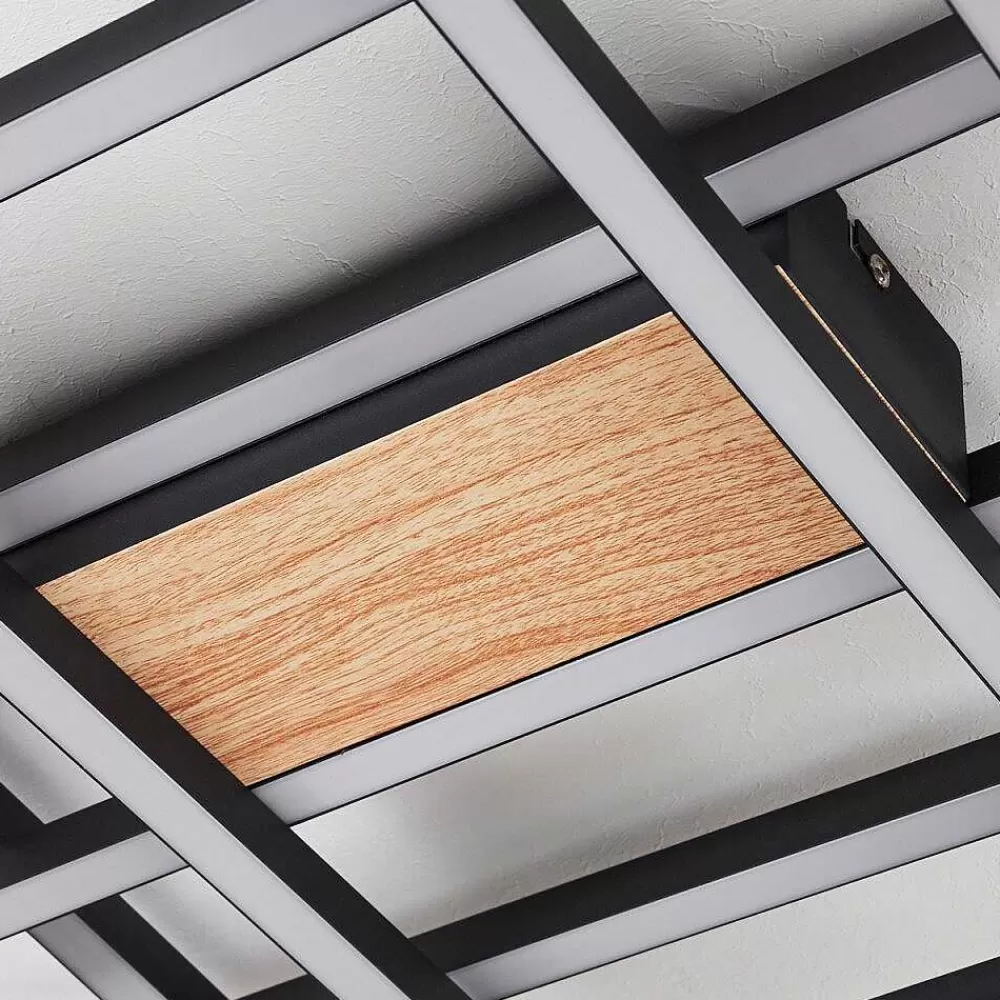 hofstein Plafonnier Longos Led Brun, Couleur Bois, Noir, 1 Lumiere