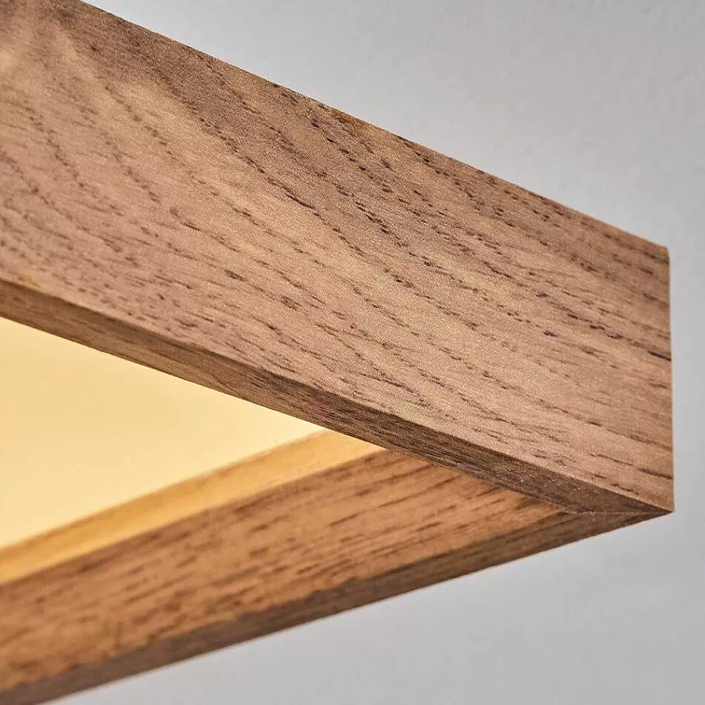 hofstein Plafonnier Longvic Led Brun, Couleur Bois, Noir, 1 Lumiere
