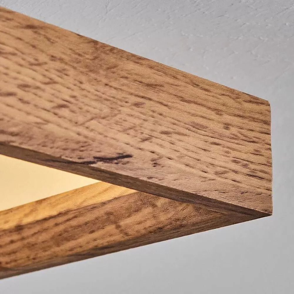 hofstein Plafonnier Longvic Led Brun, Couleur Bois, Noir, 1 Lumiere