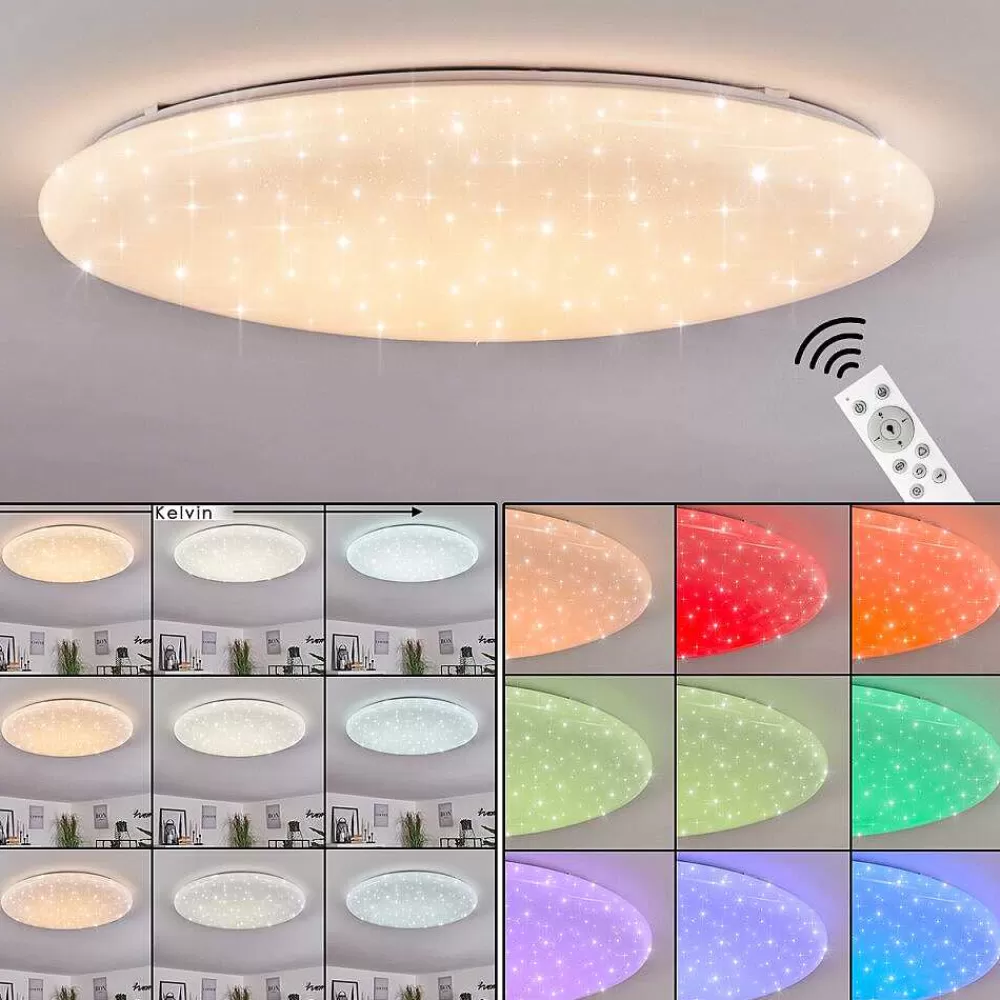 hofstein Plafonnier Mixta Led Blanc, 1 Lumiere, Telecommandes, Changeur De Couleurs