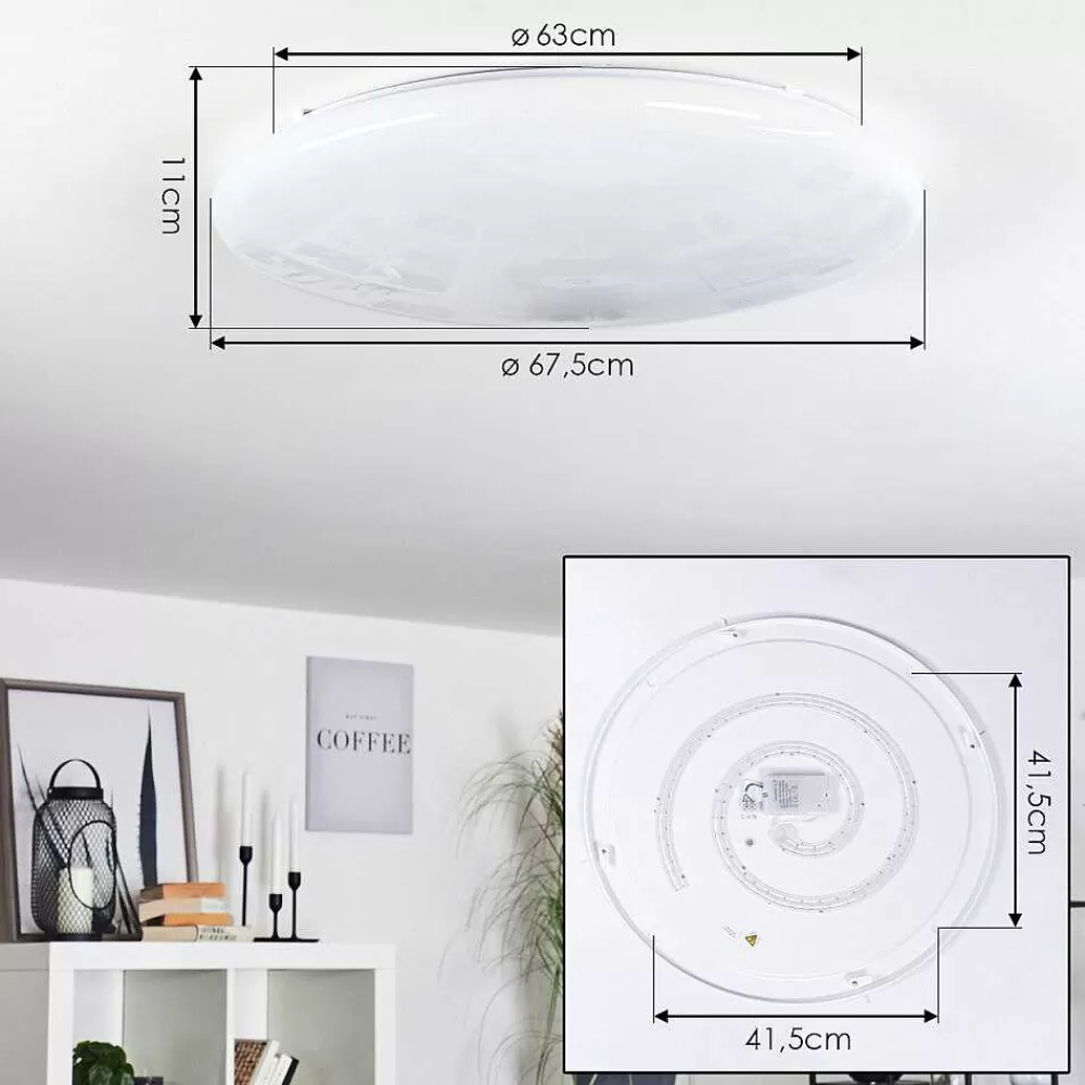 hofstein Plafonnier Mixta Led Blanc, 1 Lumiere, Telecommandes, Changeur De Couleurs
