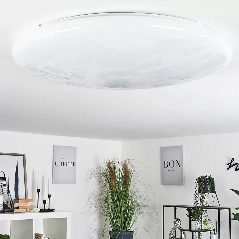 hofstein Plafonnier Mixta Led Blanc, 1 Lumiere, Telecommandes, Changeur De Couleurs