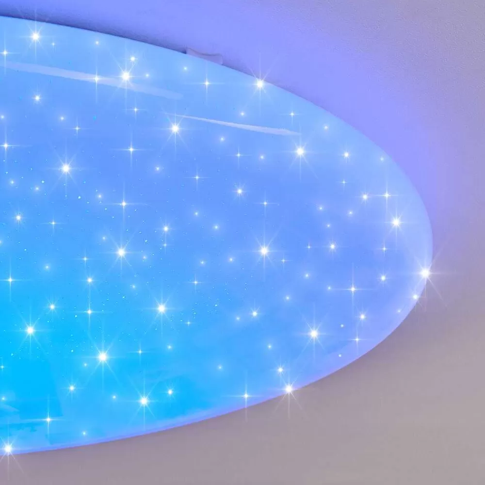 hofstein Plafonnier Mixta Led Blanc, 1 Lumiere, Telecommandes, Changeur De Couleurs