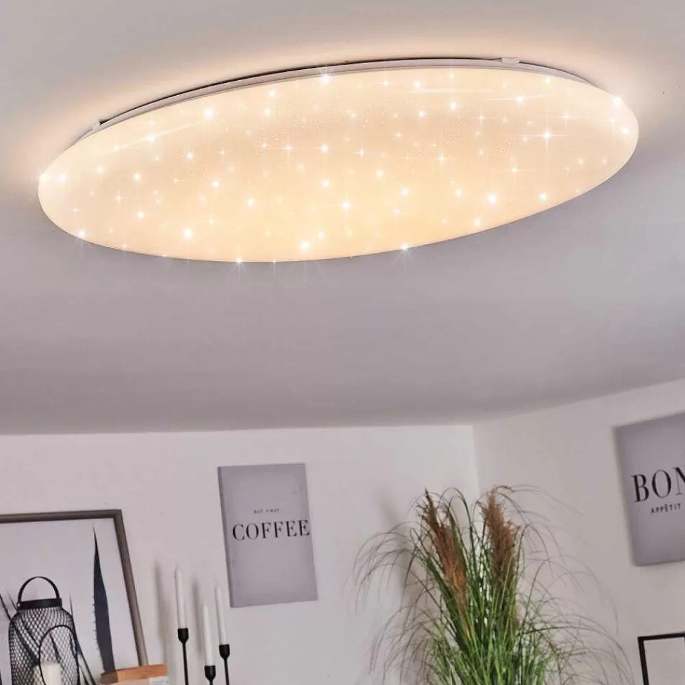 hofstein Plafonnier Mixta Led Blanc, 1 Lumiere, Telecommandes, Changeur De Couleurs