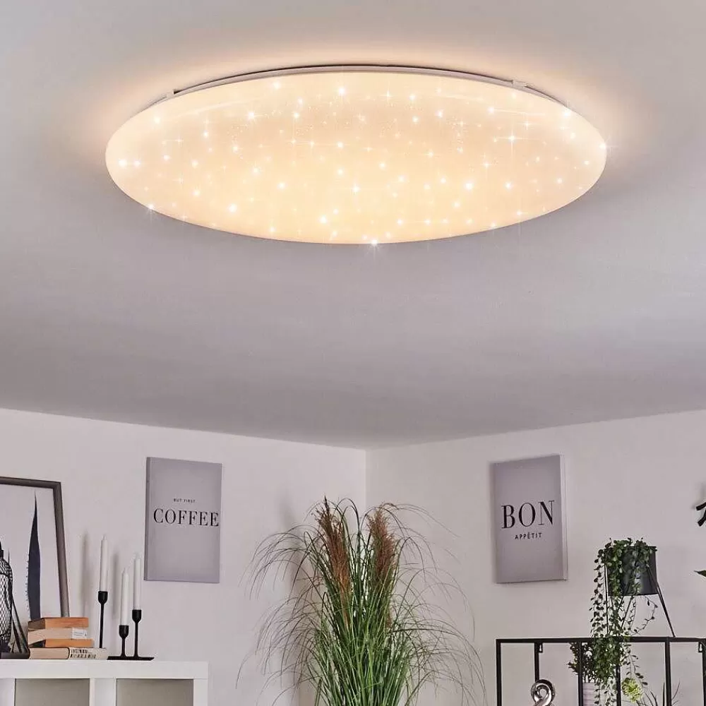 hofstein Plafonnier Mixta Led Blanc, 1 Lumiere, Telecommandes, Changeur De Couleurs