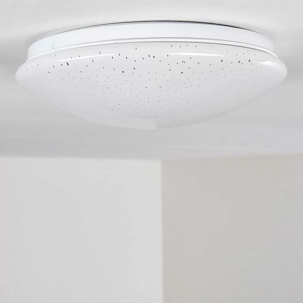 hofstein Plafonnier Norton Star Led Blanc, 1 Lumiere, Telecommandes, Changeur De Couleurs