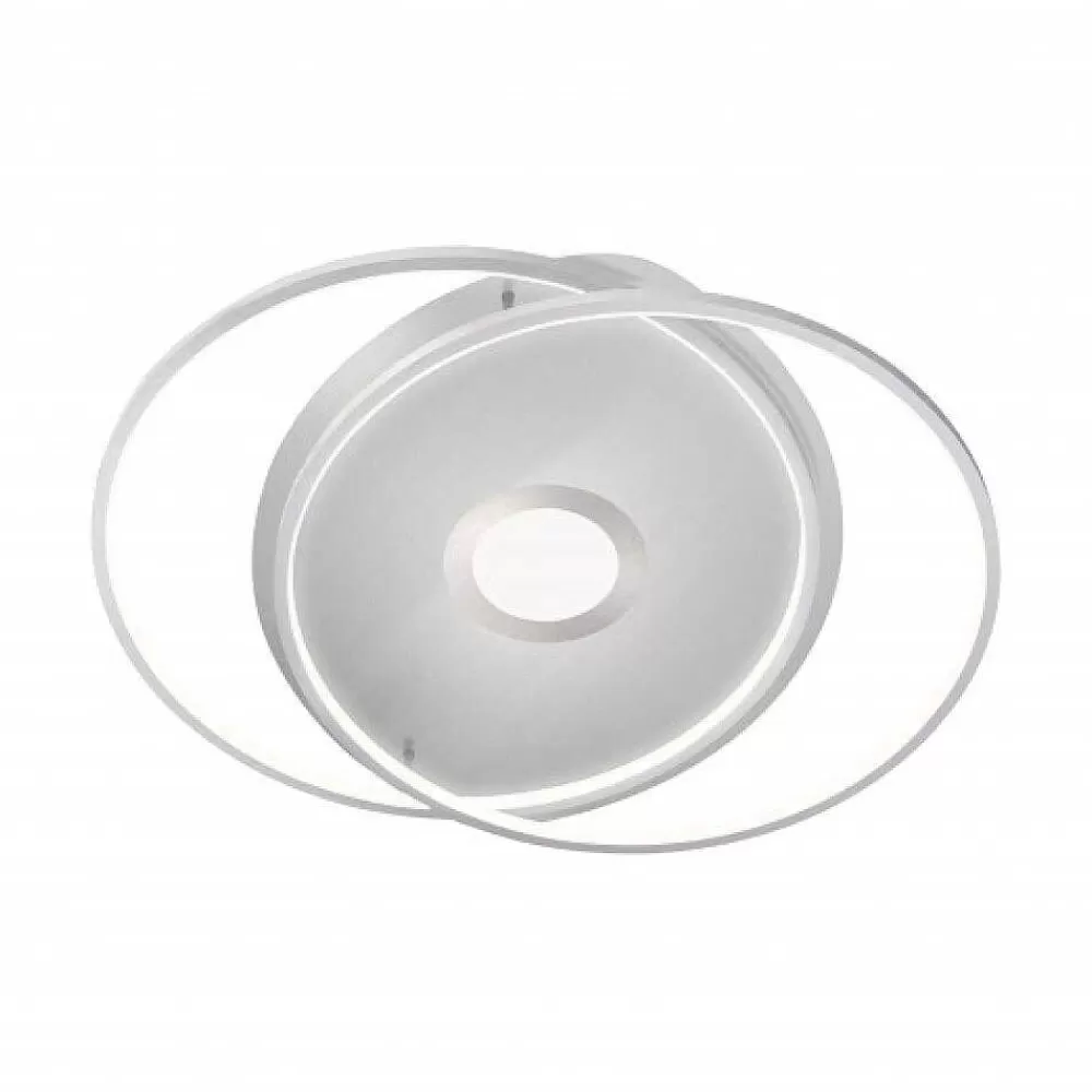 Paul Neuhaus Q-Serie Plafonnier Paul Neuhaus Q-Amira Led Acier Brosse, 1 Lumiere, Telecommandes