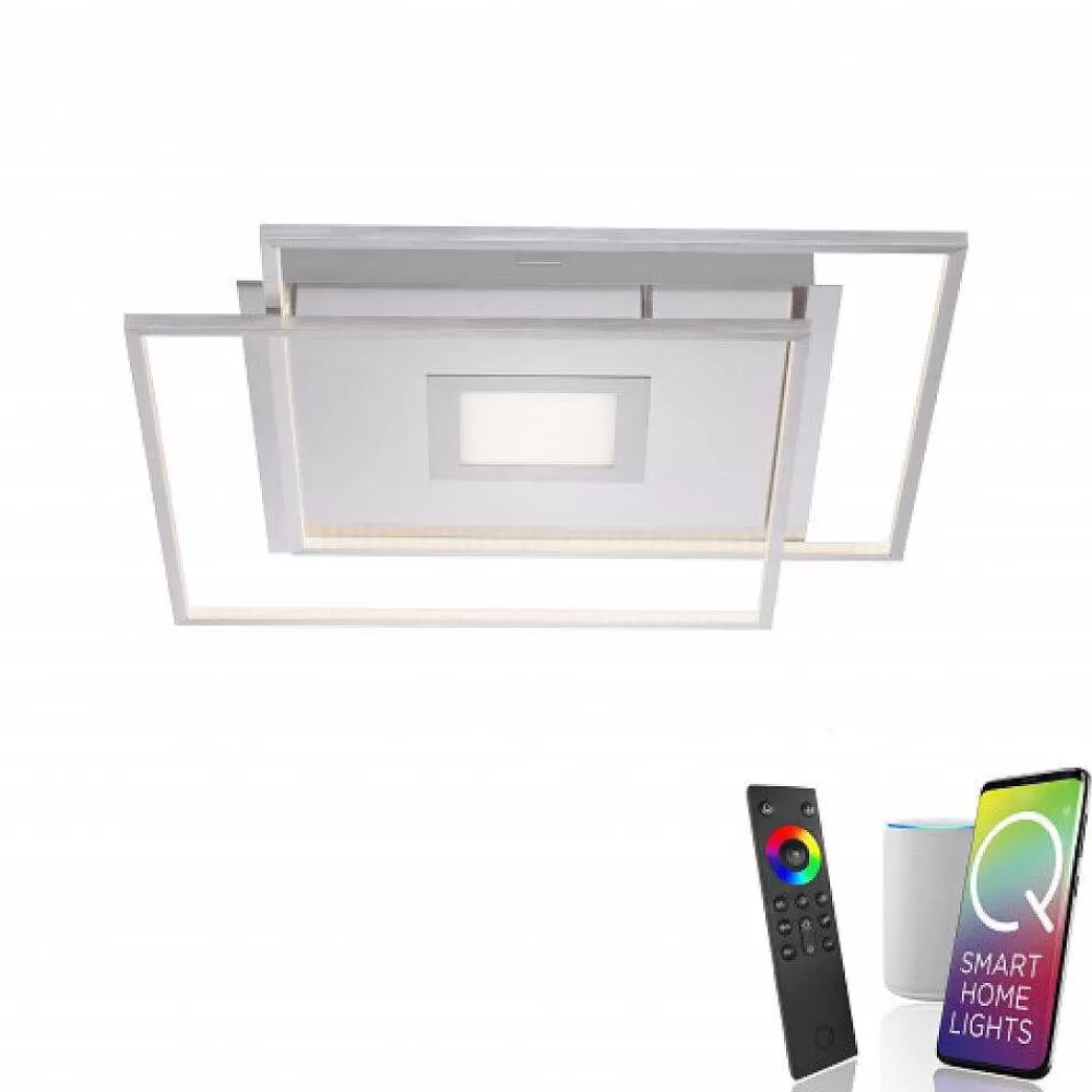 Paul Neuhaus Q-Serie Plafonnier Paul Neuhaus Q-Amira Led Nickel Mat, 1 Lumiere, Telecommandes