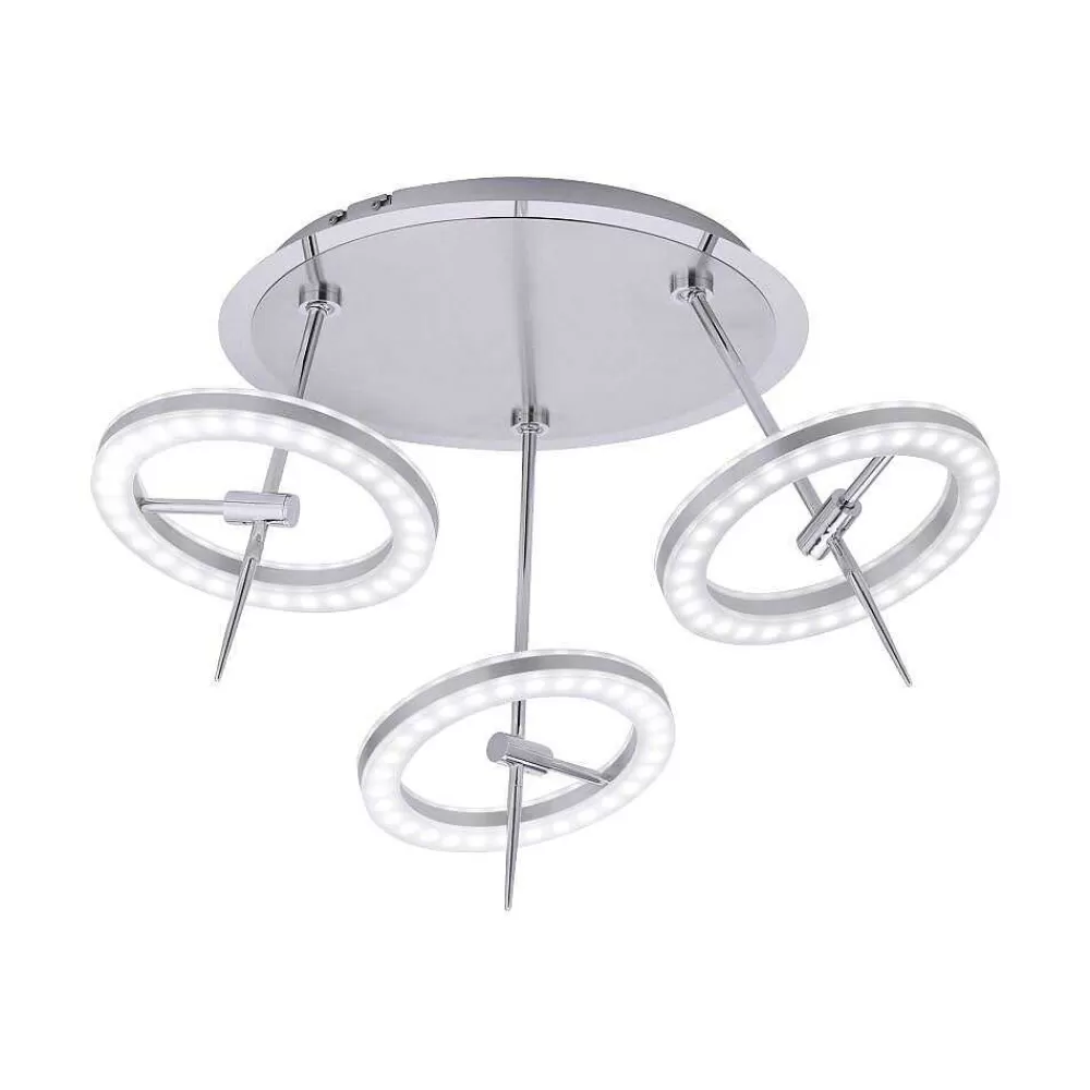 Paul Neuhaus Q-Serie Plafonnier Paul Neuhaus Q-Amy Led Acier Inoxydable, 6 Lumieres, Telecommandes